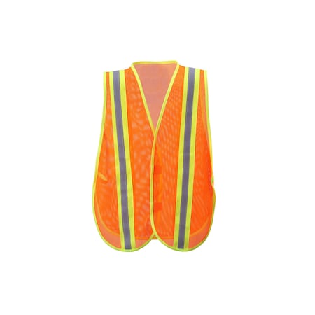 2W International Mesh Vest With Trim and Stripe, Orange 8018B